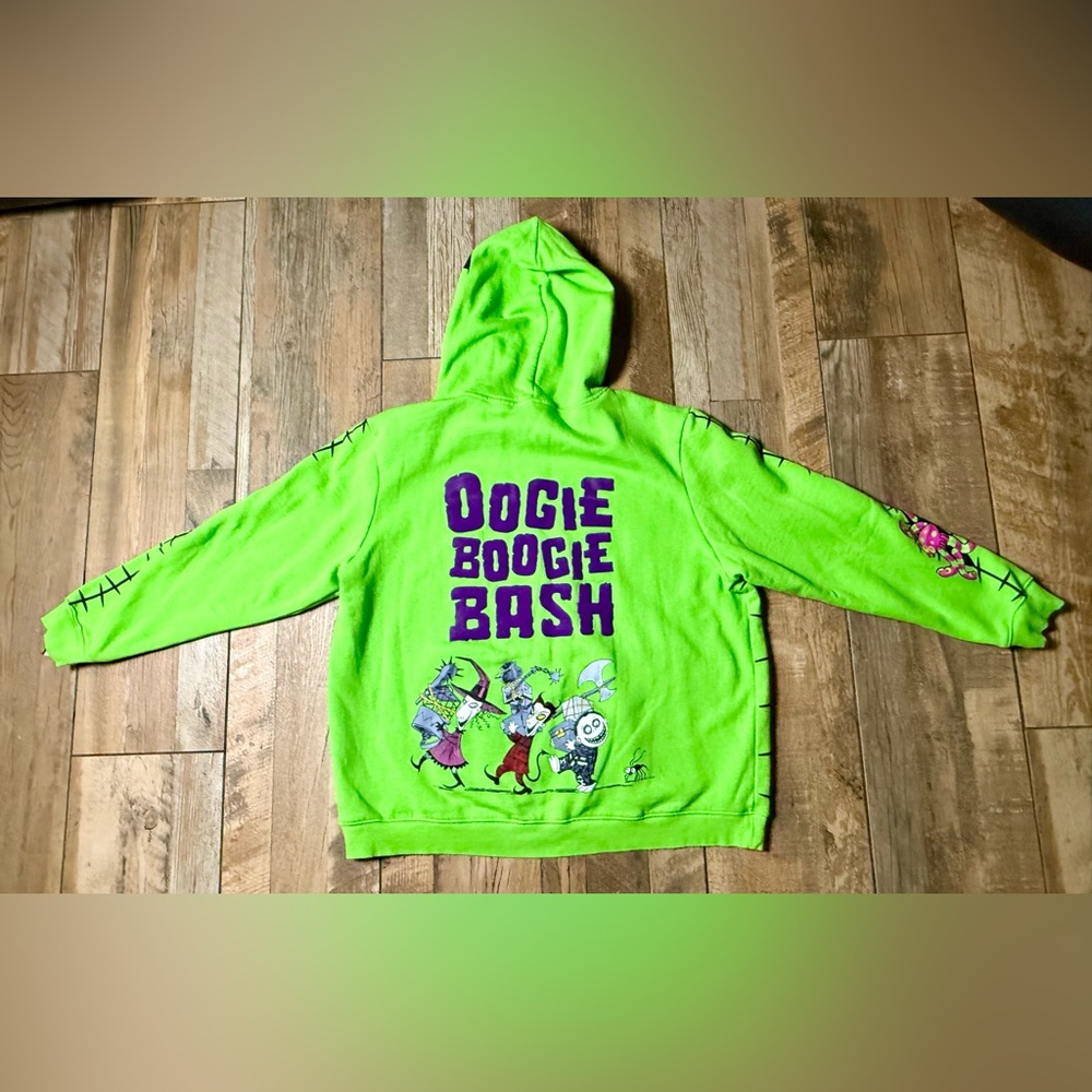 Disney Oogie Boogie Bash 2024 Hoodie Adult XL Green Fleece Pullover